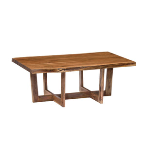 Live Edge Solid Acacia Wood Coffee Table with Natural Finish