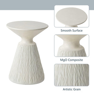 Mushroom Side Table Outdoor MgO Accent Table Round Patio End Table