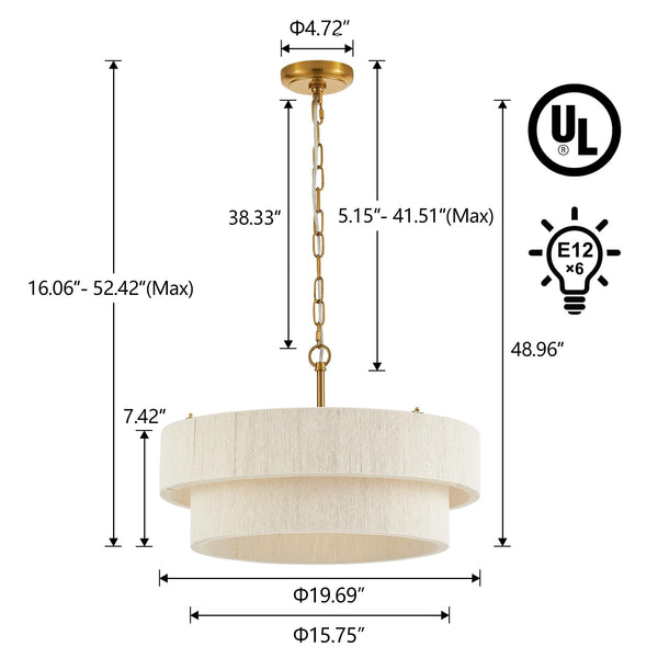Woven Rattan Boho Chandelier Pendant Light