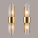 2-Light Modern Gold Wall Sconce with Clear Glass Crystal