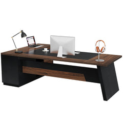 L-Shaped Executive Desk with Drawers and File Cabinet