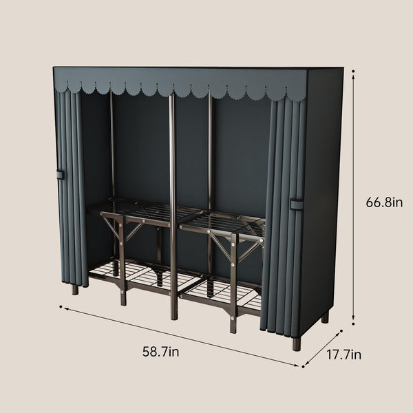 Portable Wardrobe Closet with Metal Frame