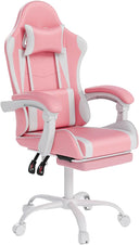 Gaming Chair with Headrest, Lumbar Support & Retractable Footrest