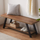 Entryway Storage Bench – Wood & Metal Shoe Bench