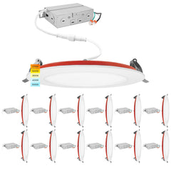 6 Inch Fire Rated LED Recessed Lights 12-Pack, 5CCT Selectable, Dimmable, IC Rated, Wet Rated