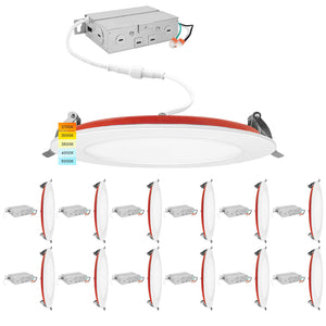 6 Inch Fire Rated LED Recessed Lights 12-Pack, 5CCT Selectable, Dimmable, IC Rated, Wet Rated