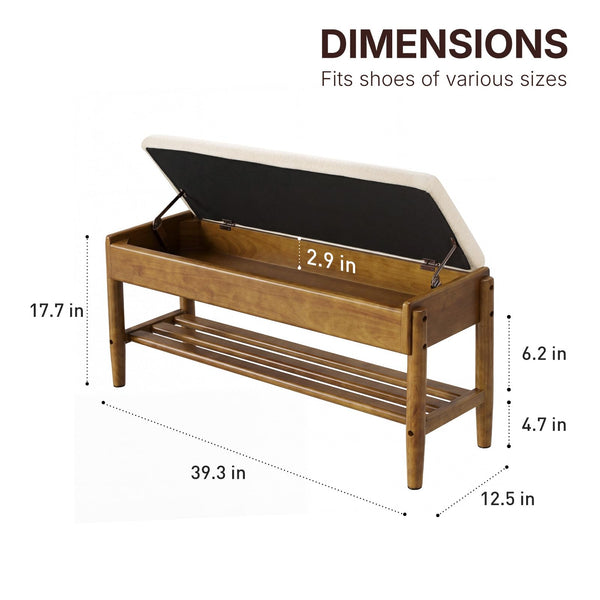 2-Tier Shoe Rack Bench with Flip-Top Storage