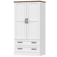Farmhouse Armoire Wardrobe Closet with 2 Doors & 2 Drawers