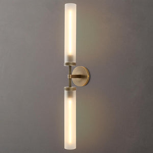 Hardwired Frosted Glass Black Wall Sconce