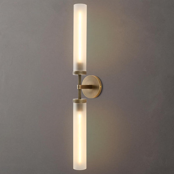 Hardwired Frosted Glass Black Wall Sconce