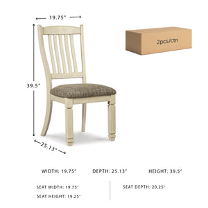 Antique White Upholstered Dining Chair Set of 2