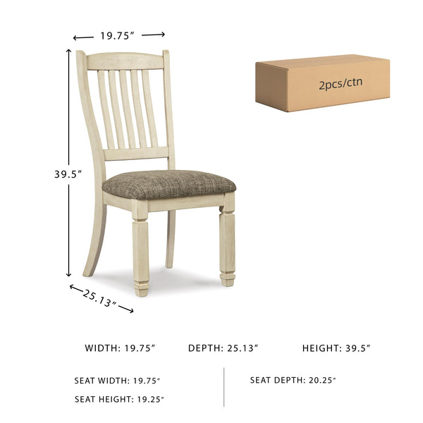 Antique White Upholstered Dining Chair Set of 2