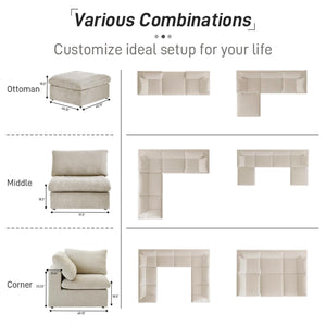 8-Piece Modular Sectional Sofa with Removable Covers