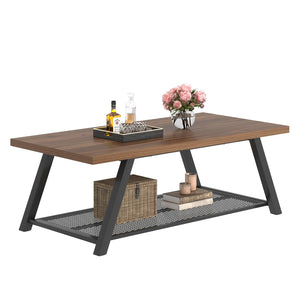 Rectangular Coffee Table with Wire Shelf