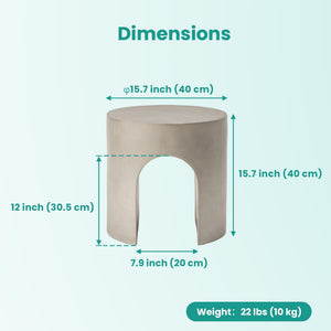 Outdoor Concrete Accent Side Table with Arch Design