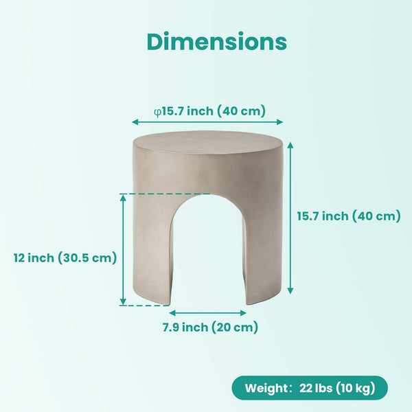 Outdoor Concrete Accent Side Table with Arch Design