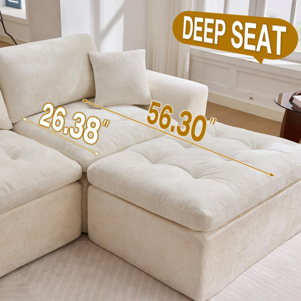 Modular L-Shape Sectional Sofa with Ottoman | Cloud Foam Couch
