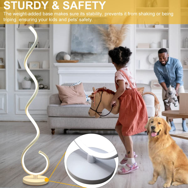 Spiral LED Floor Lamp 40W Dimmable with Remote Control