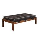 Rectangular Faux Leather Tufted Ottoman