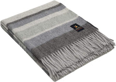 Alpaca Merino Wool Throw Blanket – Multicolor Striped, 72" x 60"