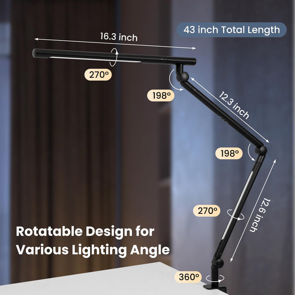 LED Desk Lamp with Clamp & RGB Ambient Light