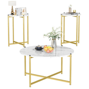 Round Marble Coffee Table Set of 3