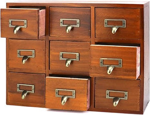 9-Drawer Wooden Desk Organizer Cabinet