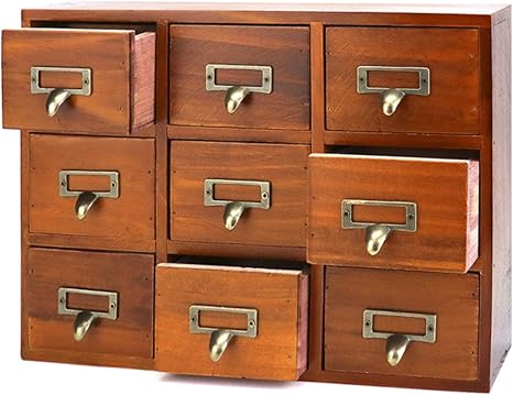 9-Drawer Wooden Desk Organizer Cabinet