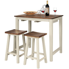 3-Piece Counter Height Dining Set with Saddle Stools
