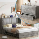 Queen Murphy Bed Cabinet with USB Charging & Storage