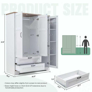 3-Door Wardrobe with Mirror, Drawers & Hanging Rod