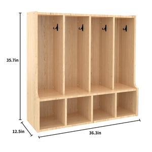 4-Section Kids Coat Locker with Bench
