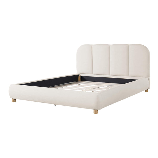 Linen Upholstered Platform Bed Frame with Curved Headboard