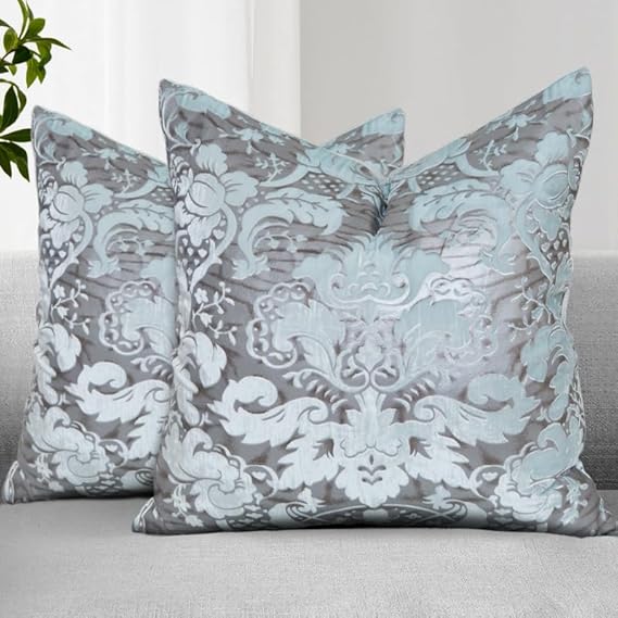 Metallic Embossed Velvet Throw Pillows with Inserts, 24x24, Set of 2