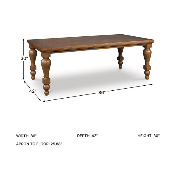 Traditional Dining Table with Turned Legs – Seats 8, Light Brown