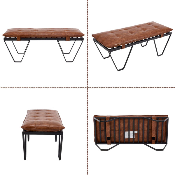 49" Upholstered Bench with Metal Legs