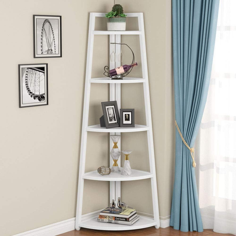 5-Tier Corner Shelf with Metal Frame