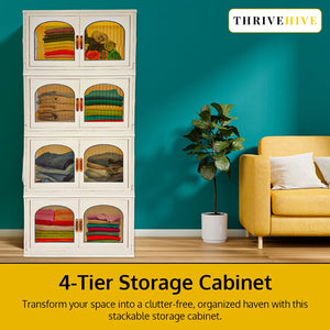 120QT Stackable Storage Bins with Lids and Wheels – 4 Pack