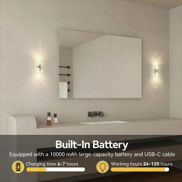 Rechargeable LED Wall Sconces Set of 2 with Remote Control