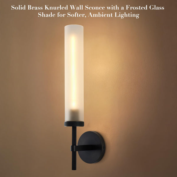 Hardwired Frosted Glass Black Wall Sconce