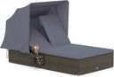 Outdoor Wicker Daybed with Canopy & Adjustable Backrest