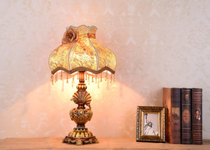 Victorian Handmade Fabric Table Lamp with Resin Base