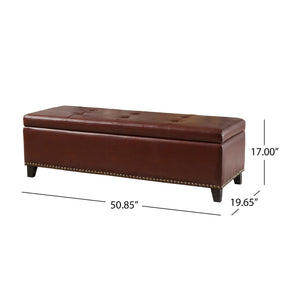 Storage Ottoman with Tufted Lid & Nailhead Trim