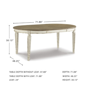 Oval Extension Dining Table with Drop-In Leaf