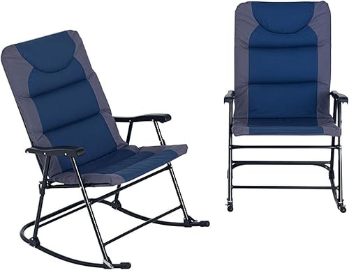 Folding Outdoor Rocking Chair Set of 2 – Padded High-Back Patio Rockers