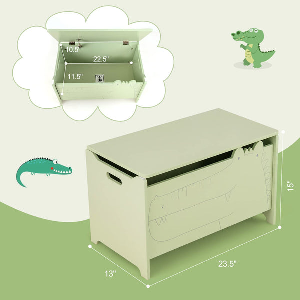 Kids Wooden Toy Box with Safety Hinge and Handles
