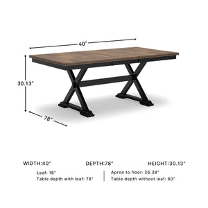 Farmhouse Dining Extension Table – Dark Brown & Black