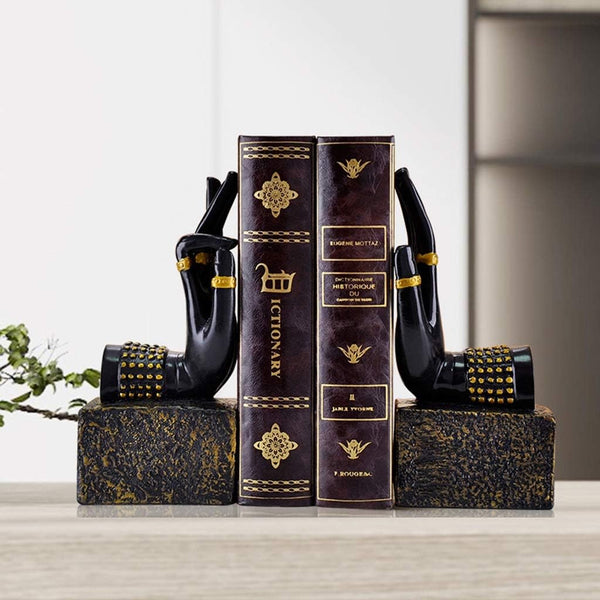 Resin Bergamot Decorative Bookends – Black, Set of 2