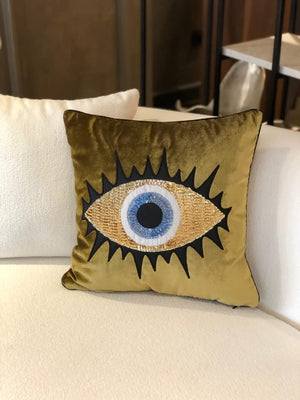 Evil Eye Velvet Throw Pillow Cover 18x18