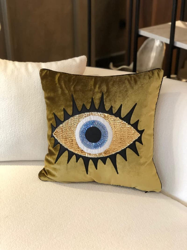 Evil Eye Velvet Throw Pillow Cover 18x18